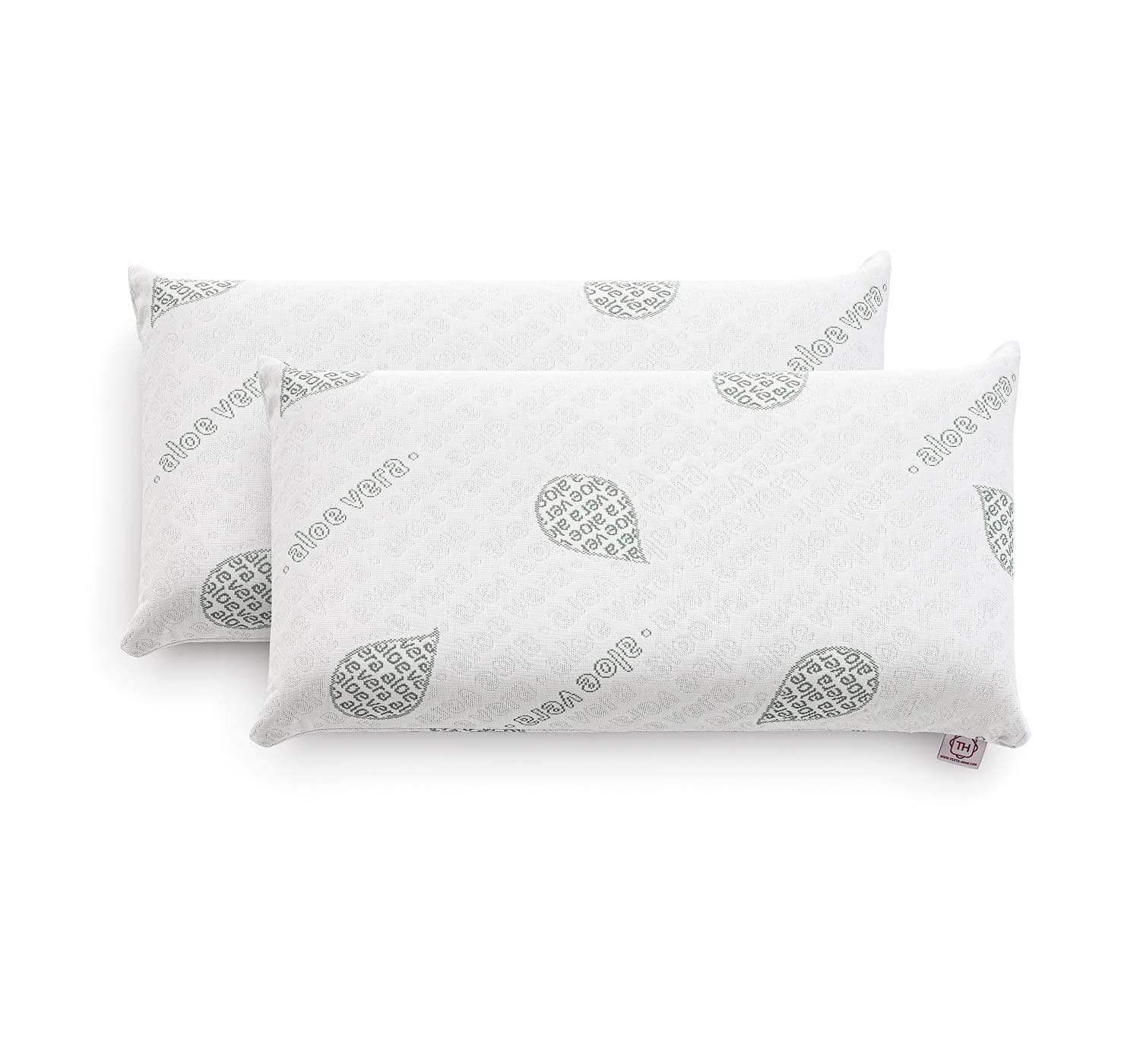 Textilhome Set 2 Cuscini Memory Foam Cervicale 70 cm – Cuscini per Letto e per Dormire, Tessuto in Aloe Vera, Nucleo in Visco Puro 100% – Rivestimento con Cerniera, Termoregolato e Adattivo