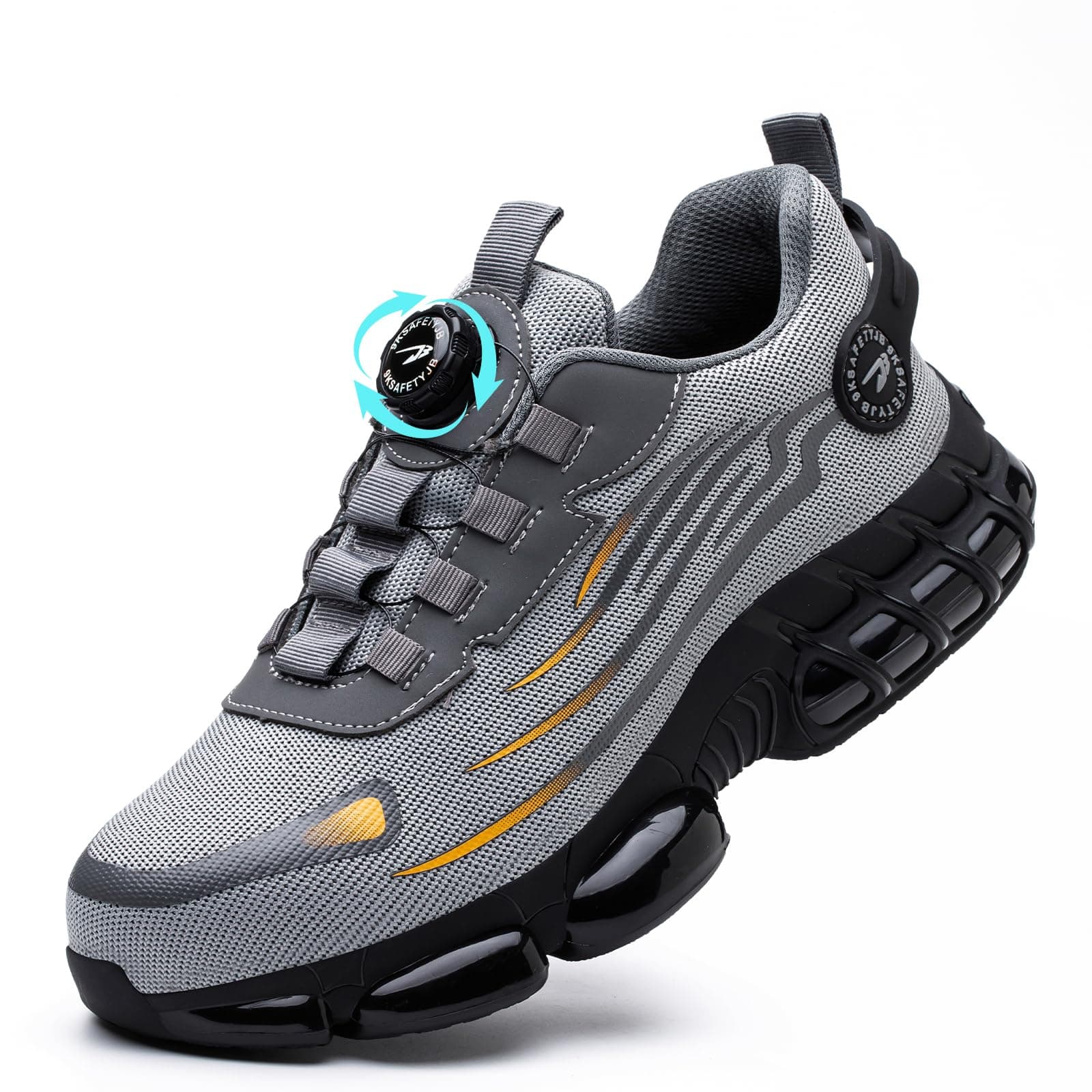 GemChve Scarpe Antinfortunistiche Uomo Donna Leggere Traspiranti Sneakers Antiscivolo Scarpe Sicurezza con Punta in Acciaio Regolazione Rapida dei Lacci 36-46 EU