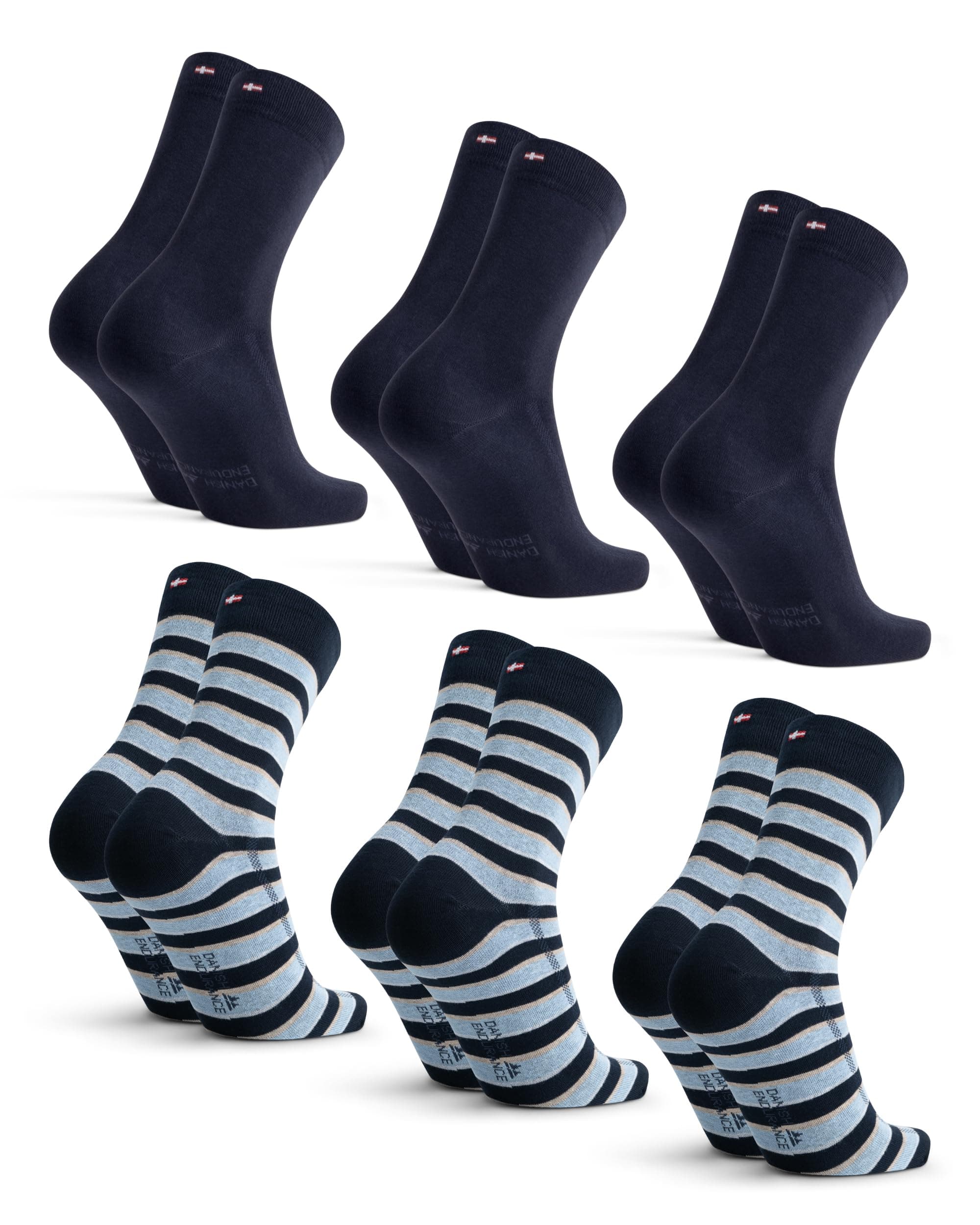 DANISH ENDURANCE Calcetines de Algodón Orgánico, Suaves, Transpirables, Hombre y Mujer, 6 Pack