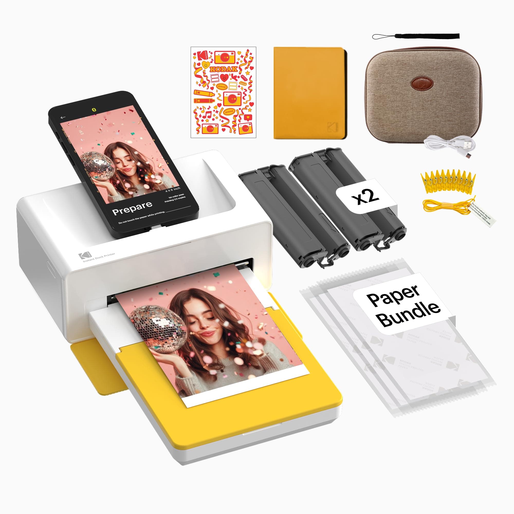 Kodak Dock Plus PD460, Stampante Fotografica Portatile per Smartphone, 10 x 15 cm, Confezione di Accessori da 50 Carte Fotografiche