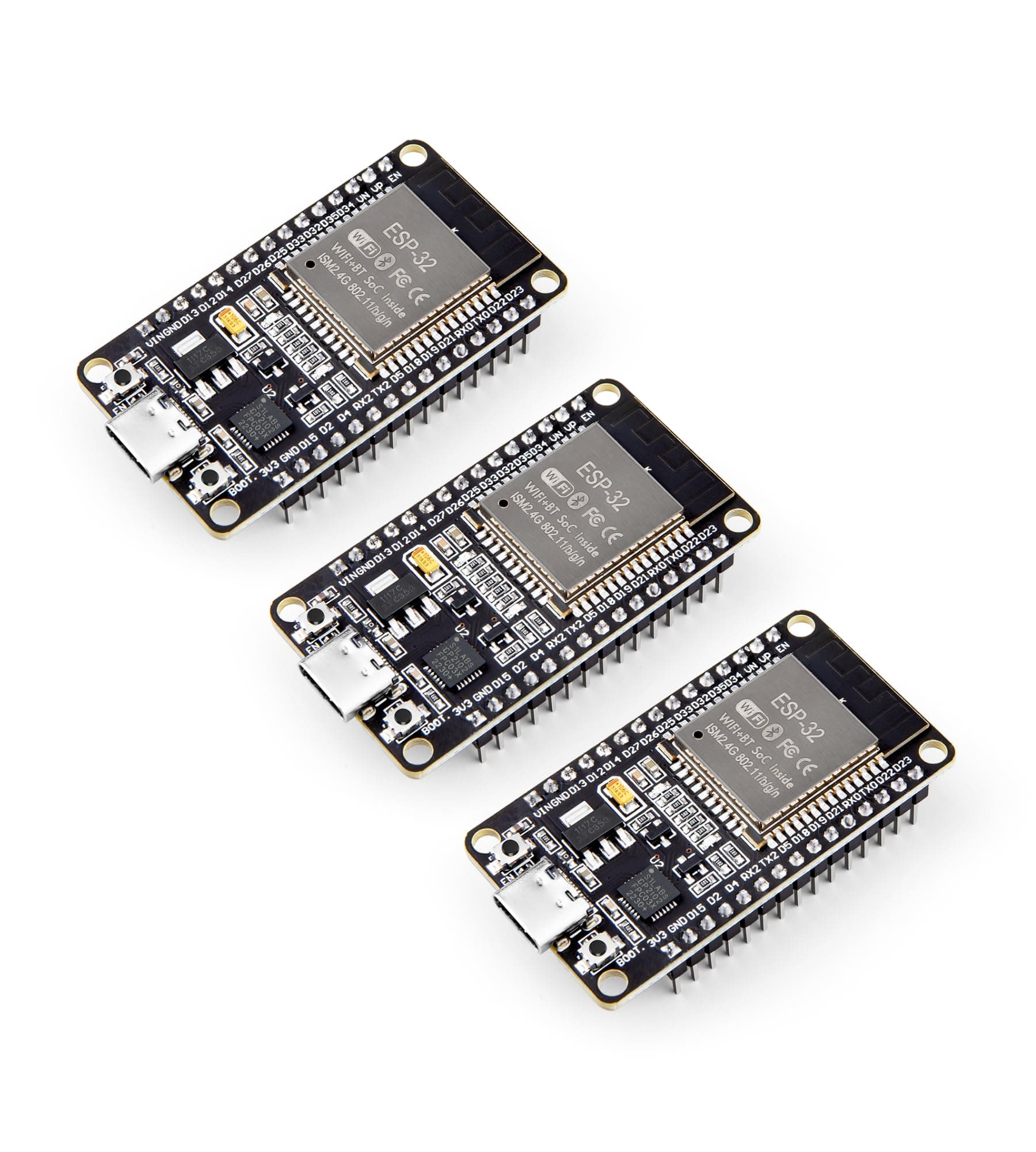 ELEGOO ESP32 Entwicklungsboard USB-C, 2.4GHz Dual Modus WiFi+Bluetooth Dual Core Mikrocontroller für Arduino IDE, Unterstützung AP/STA/AP+STA, CP2102 Chip, 3 Stück
