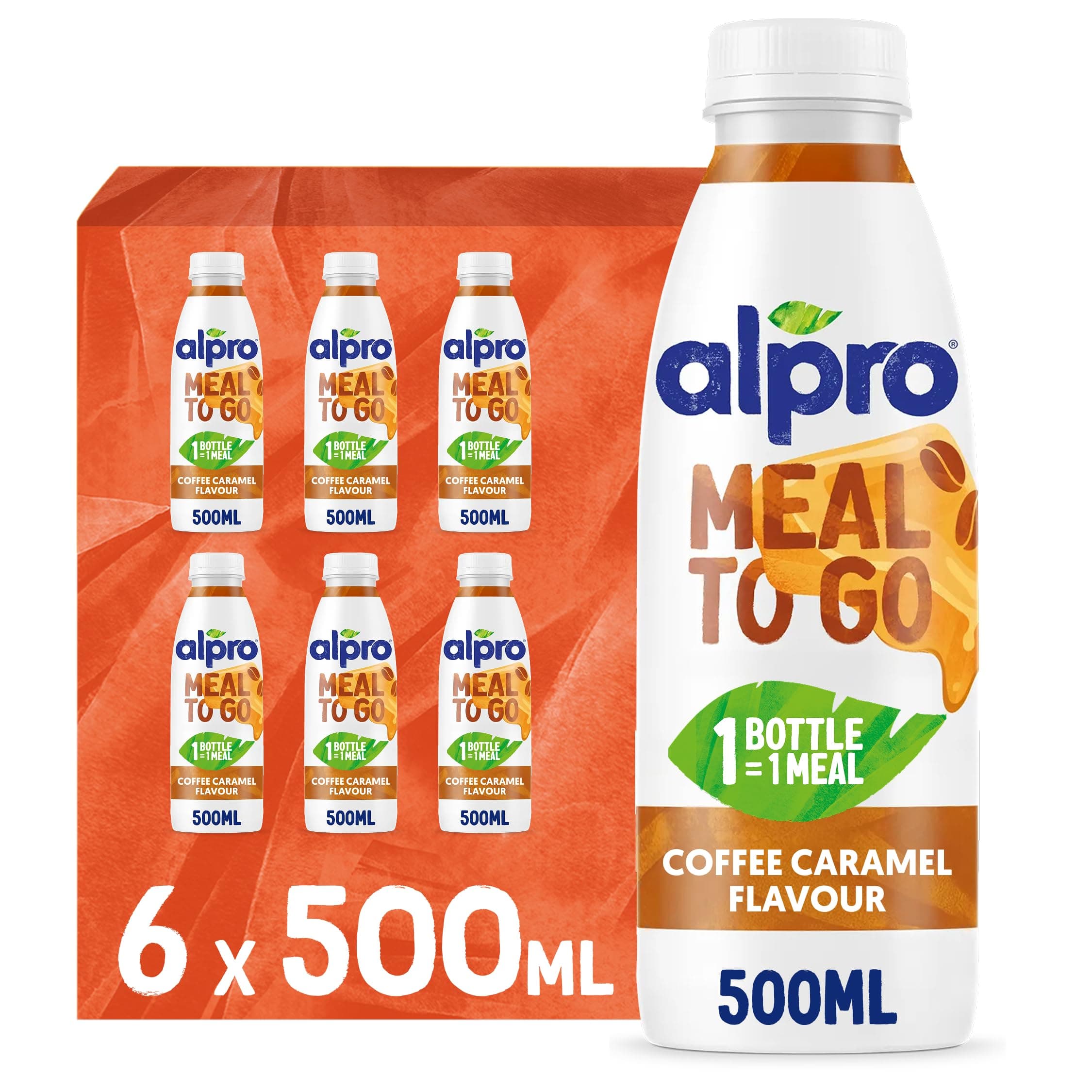 Alpro Meal To Go Karamell- und Kaffeegeschmack – Proteinreiche Trinkmahlzeit – 6 x 500 ml