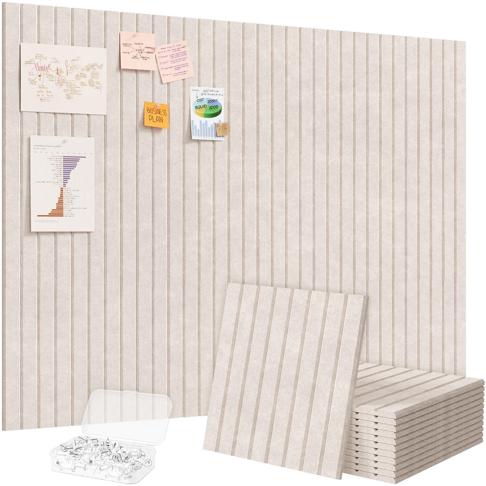 Lifewit 120 x 90 cm Filz Pinnwand Selbstklebend, 12 Pack Pinnwand Kork Alternative, Dekorative Vision Board Fotowand Pin Board Memoboard mit 50 Stück Pinnnadeln für Büro, Küche, Kinderzimmer, Beige